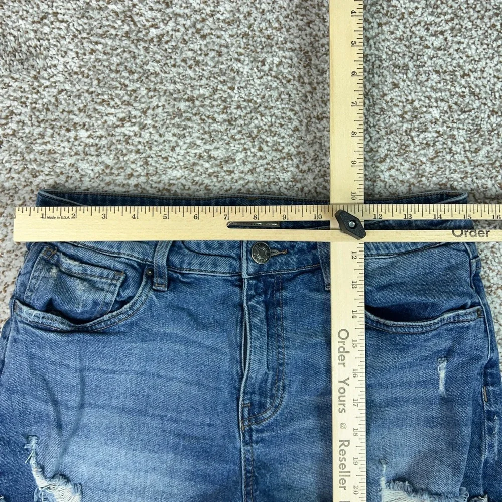 KUT from the Kloth Shorts Womens 8 Blue Jane Casual Distressed Long Jean Denim